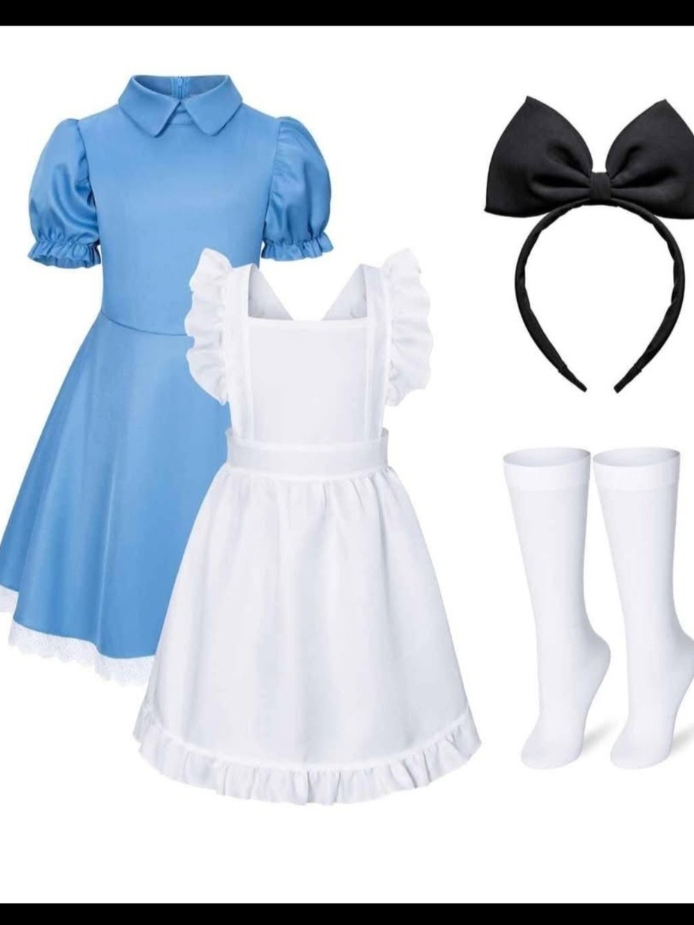 Alice Costume Set with Black Bow Headband (M/8)